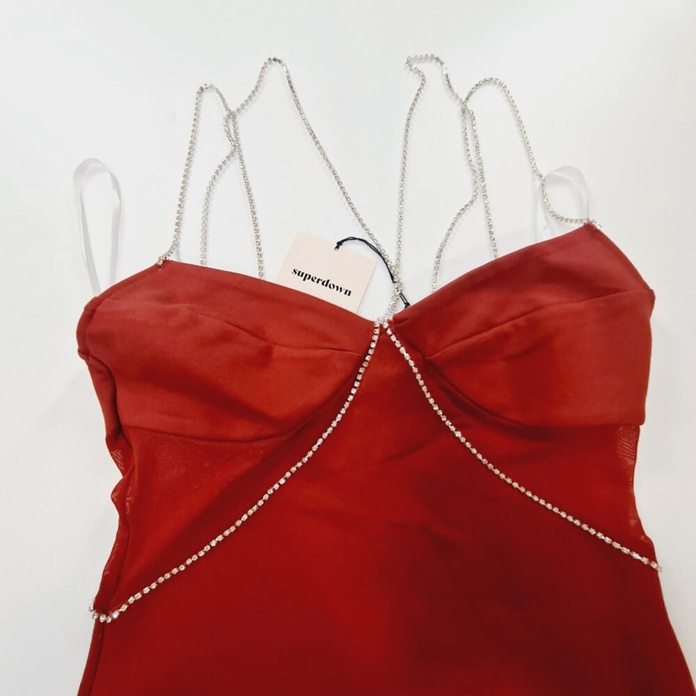 Superdown Jaxie Diamond Mini Dress in Rust Medium - Picture 4 of 9